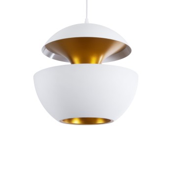 GLOBOSTAR® SEVILLE 01268 Μοντέρνο Κρεμαστό Φωτιστικό Οροφής με Ντουί 1 x E27 AC 220-240V IP20 - Λευκό & Χρυσό - Μ35 x Π35 x Υ35cm