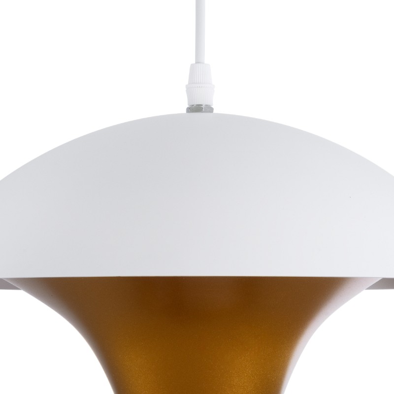 GloboStar® SEVILLE 01268 Μοντέρνο Κρεμαστό Φωτιστικό Ανάρτηση Μονόφωτο 1 x E27 IP20 Λευκό & Χρυσό Μέταλλο - Μ35 x Π35 x Υ35cm