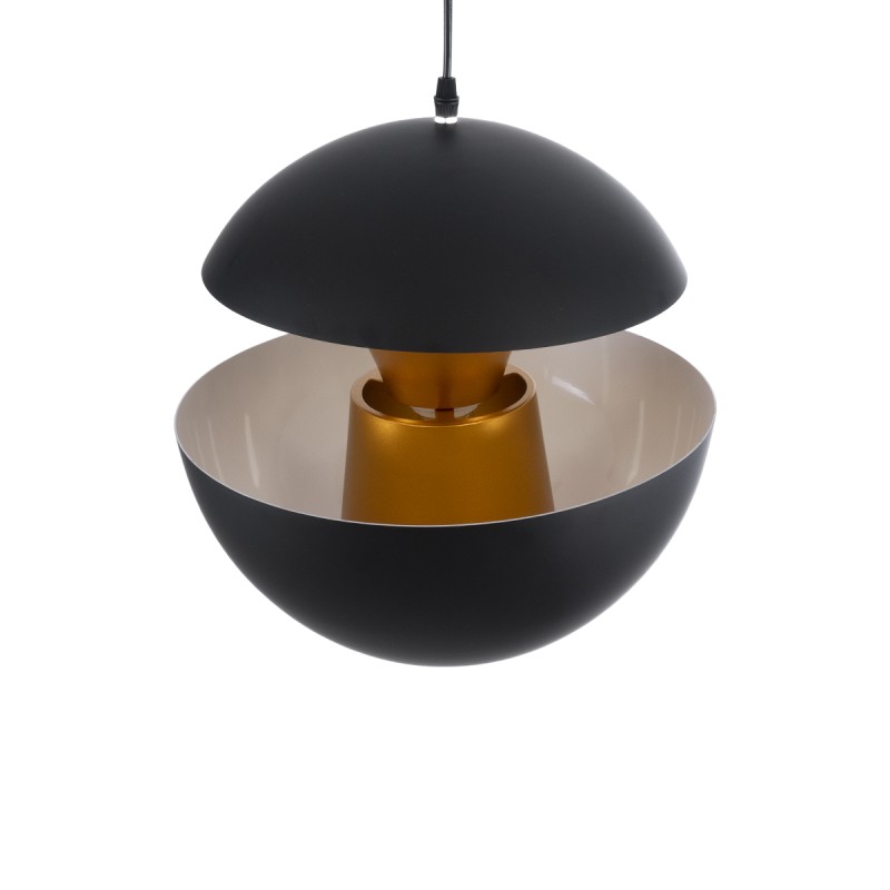 GloboStar® SEVILLE 01269 Μοντέρνο Κρεμαστό Φωτιστικό Ανάρτηση Μονόφωτο 1 x E27 IP20 Μαύρο & Χρυσό Μέταλλο - Μ35 x Π35 x Υ35cm