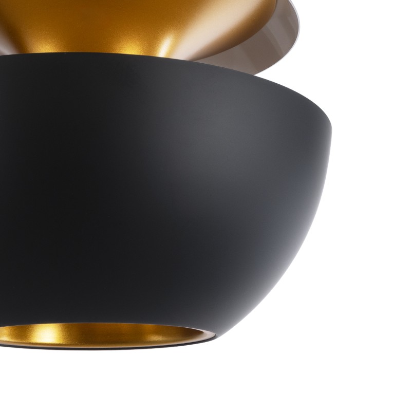 GloboStar® SEVILLE 01269 Μοντέρνο Κρεμαστό Φωτιστικό Ανάρτηση Μονόφωτο 1 x E27 IP20 Μαύρο & Χρυσό Μέταλλο - Μ35 x Π35 x Υ35cm