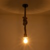 GloboStar® ROPE 01278 Vintage Κρεμαστό Φωτιστικό Ανάρτηση Μονόφωτο 1 x E27 IP20 Μπεζ Σχοινί - Μ3.5 x Π3.5 x Y100cm