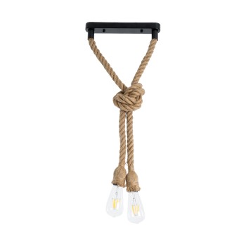 GLOBOSTAR® ROPE 01279 Boho Κρεμαστό Φωτιστικό Οροφής με Ντουί 2 x E27 AC 220-240V IP20 - Μπεζ - Μ30 x Π3.5 x Υ100cm