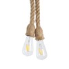 GloboStar® ROPE 01279 Vintage Κρεμαστό Φωτιστικό Ράγα Δίφωτο 2 x E27 IP20 Μπεζ Σχοινί - Μ30 x Π3.5 x Υ100cm