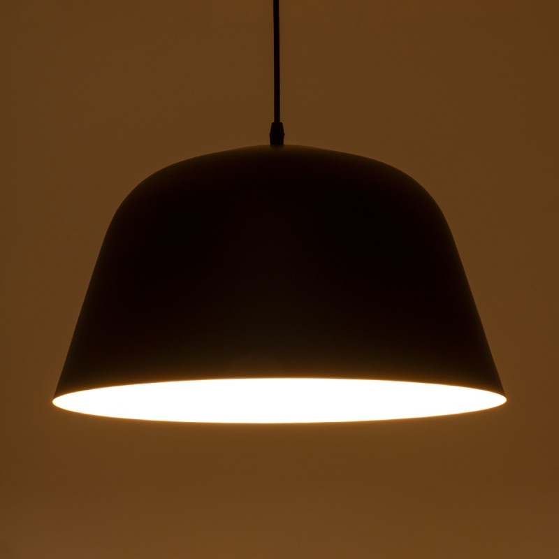 GloboStar® UPVALE 01281 Μοντέρνο Κρεμαστό Φωτιστικό Καμπάνα Μονόφωτο 1 x E27 IP20 Μαύρο & Λευκό Μέταλλο - Μ40 x Π40 x Υ24cm