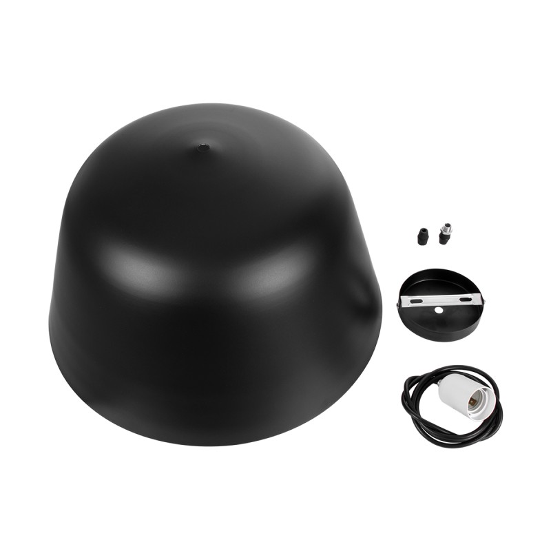 GloboStar® UPVALE 01281 Μοντέρνο Κρεμαστό Φωτιστικό Καμπάνα Μονόφωτο 1 x E27 IP20 Μαύρο & Λευκό Μέταλλο - Μ40 x Π40 x Υ24cm