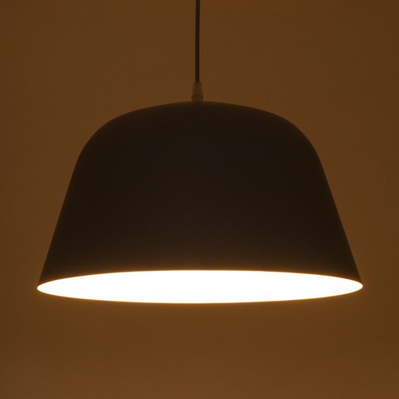 GloboStar® UPVALE 01282 Μοντέρνο Κρεμαστό Φωτιστικό Καμπάνα Μονόφωτο 1 x E27 IP20 Γκρί & Λευκό Μέταλλο - Μ40 x Π40 x Υ24cm