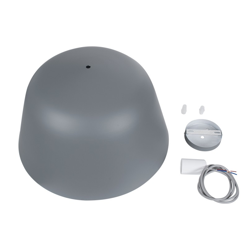 GloboStar® UPVALE 01282 Μοντέρνο Κρεμαστό Φωτιστικό Καμπάνα Μονόφωτο 1 x E27 IP20 Γκρί & Λευκό Μέταλλο - Μ40 x Π40 x Υ24cm