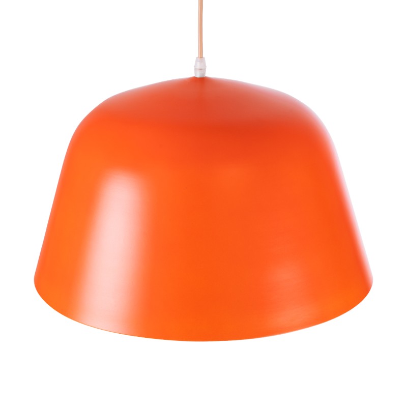 GloboStar® UPVALE 01283 Μοντέρνο Κρεμαστό Φωτιστικό Καμπάνα Μονόφωτο 1 x E27 IP20 Πορτοκαλί & Λευκό Μέταλλο - Μ40 x Π40 x Υ24cm