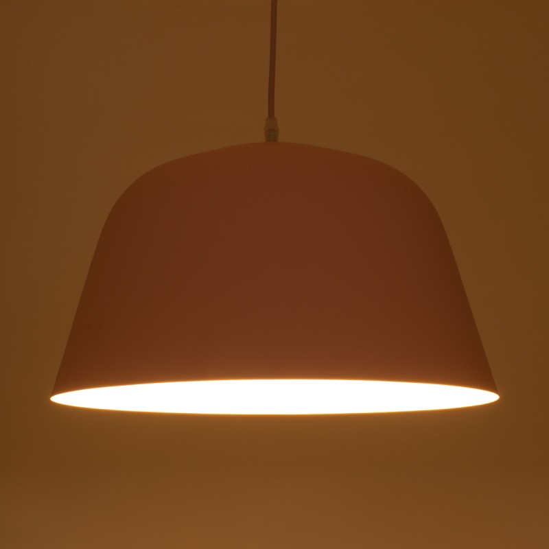 GloboStar® UPVALE 01284 Μοντέρνο Κρεμαστό Φωτιστικό Καμπάνα Μονόφωτο 1 x E27 IP20 Ροζ & Λευκό Μέταλλο - Μ40 x Π40 x Υ24cm
