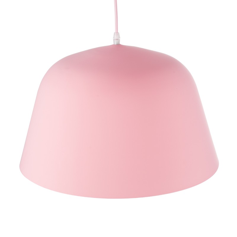 GloboStar® UPVALE 01284 Μοντέρνο Κρεμαστό Φωτιστικό Καμπάνα Μονόφωτο 1 x E27 IP20 Ροζ & Λευκό Μέταλλο - Μ40 x Π40 x Υ24cm