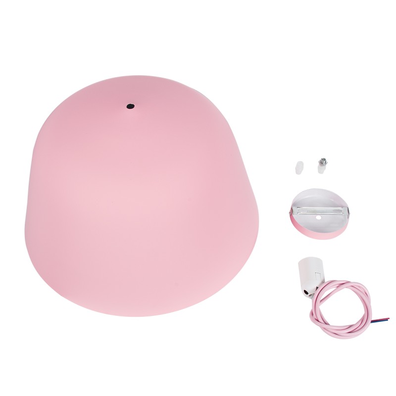 GloboStar® UPVALE 01284 Μοντέρνο Κρεμαστό Φωτιστικό Καμπάνα Μονόφωτο 1 x E27 IP20 Ροζ & Λευκό Μέταλλο - Μ40 x Π40 x Υ24cm