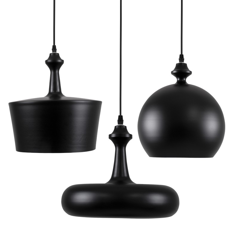 GloboStar® ROCKFORD 01287 Μοντέρνο Κρεμαστό Φωτιστικό Καμπάνα Τρίφωτο 3 x E27 IP20 Μαύρο & Χρυσό Μέταλλο - Μ86 x Π86 x Υ30cm