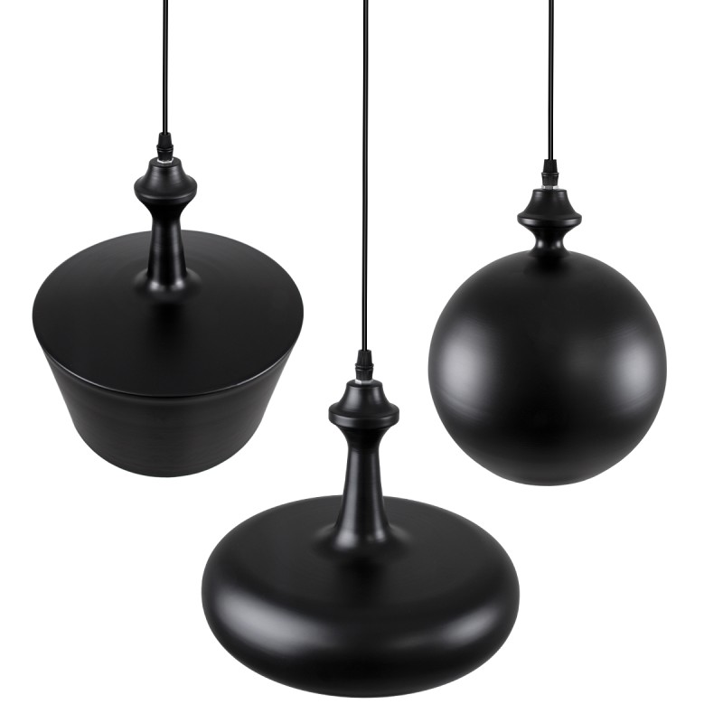 GloboStar® ROCKFORD 01287 Μοντέρνο Κρεμαστό Φωτιστικό Καμπάνα Τρίφωτο 3 x E27 IP20 Μαύρο & Χρυσό Μέταλλο - Μ86 x Π86 x Υ30cm