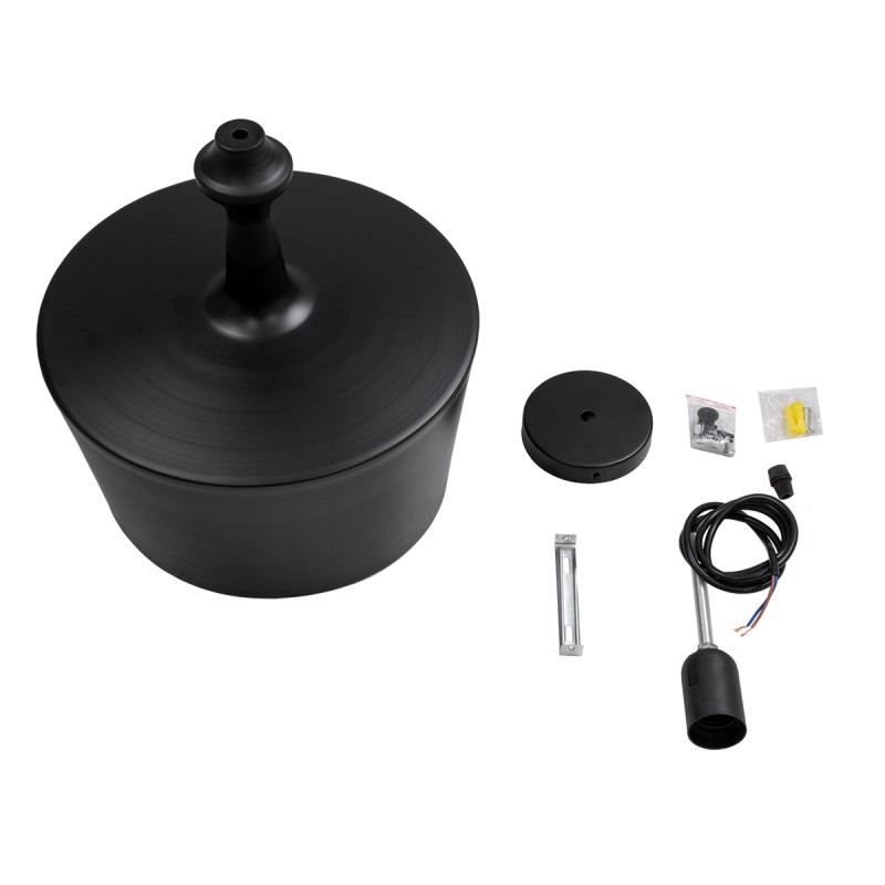 GloboStar® ROCKFORD 01287-A Μοντέρνο Κρεμαστό Φωτιστικό Καμπάνα Μονόφωτο 1 x E27 IP20 Μαύρο & Χρυσό Μέταλλο - Μ30 x Π30 x Y30cm