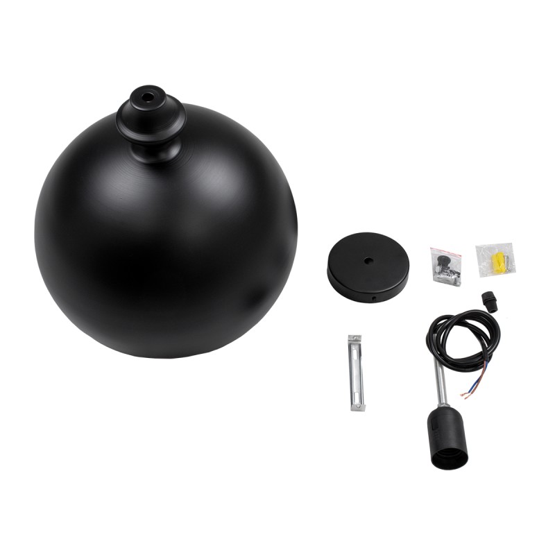 GloboStar® ROCKFORD 01287-B Μοντέρνο Κρεμαστό Φωτιστικό Καμπάνα Μονόφωτο 1 x E27 IP20 Μαύρο & Χρυσό Μέταλλο - Μ24 x Π24 x Y27cm