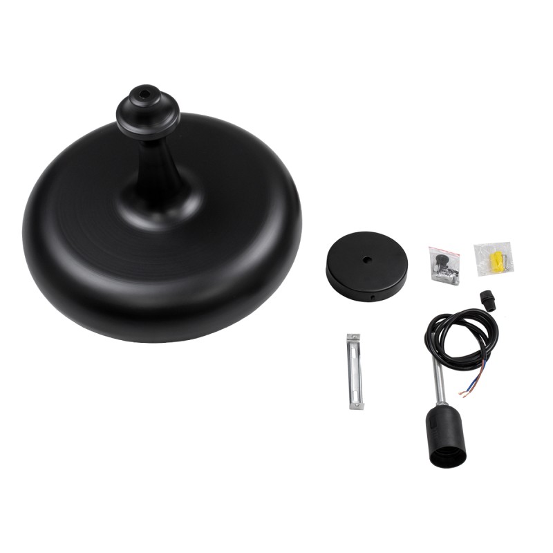 GloboStar® ROCKFORD 01287-C Μοντέρνο Κρεμαστό Φωτιστικό Καμπάνα Μονόφωτο 1 x E27 IP20 Μαύρο & Χρυσό Μέταλλο - Μ30 x Π30 x Y23cm