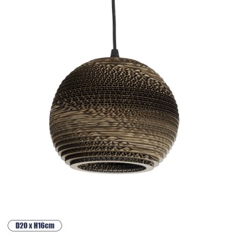 GLOBOSTAR® SANTORINI 01288 Boho Κρεμαστό Φωτιστικό Οροφής με Ντουί 1 x E27 AC 220-240V IP20 - Καφέ - Μ20 x Π20 x Y16cm