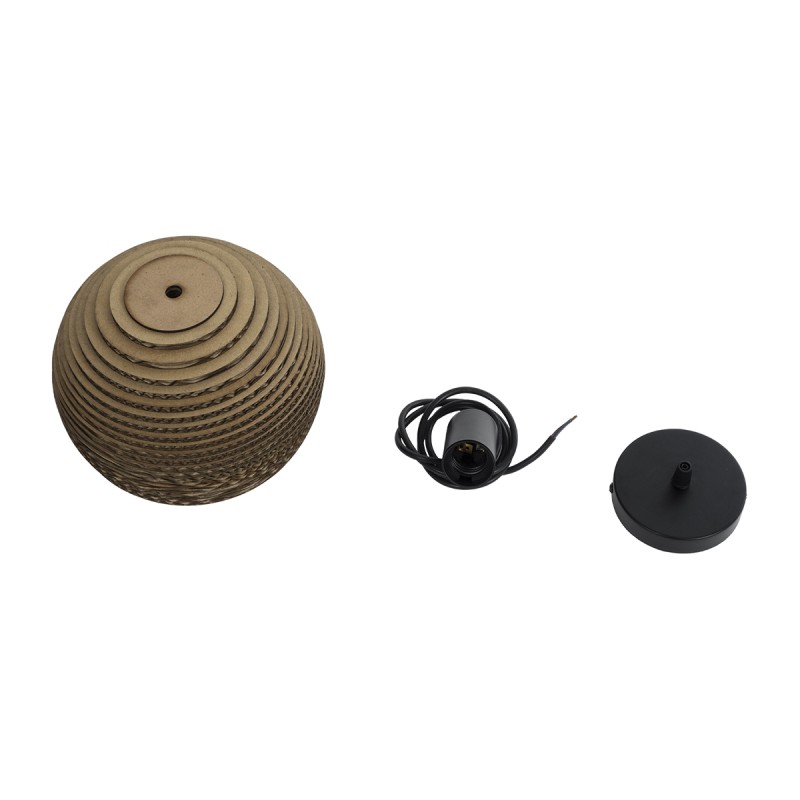 GloboStar® SANTORINI 01288 Boho Κρεμαστό Φωτιστικό Μπάλα Μονόφωτο 1 x E27 IP20 3D Καφέ Χαρτί - Μ20 x Π20 x Y16cm