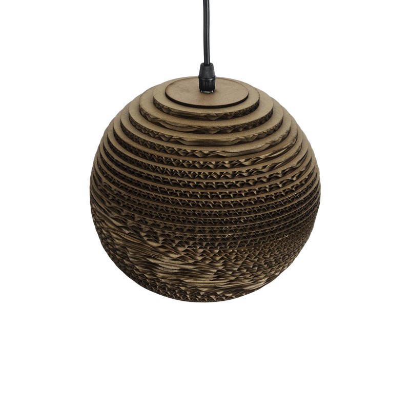 GloboStar® SANTORINI 01288 Boho Κρεμαστό Φωτιστικό Μπάλα Μονόφωτο 1 x E27 IP20 3D Καφέ Χαρτί - Μ20 x Π20 x Y16cm