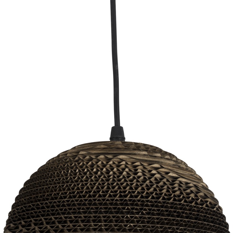 GloboStar® SANTORINI 01288 Boho Κρεμαστό Φωτιστικό Μπάλα Μονόφωτο 1 x E27 IP20 3D Καφέ Χαρτί - Μ20 x Π20 x Y16cm