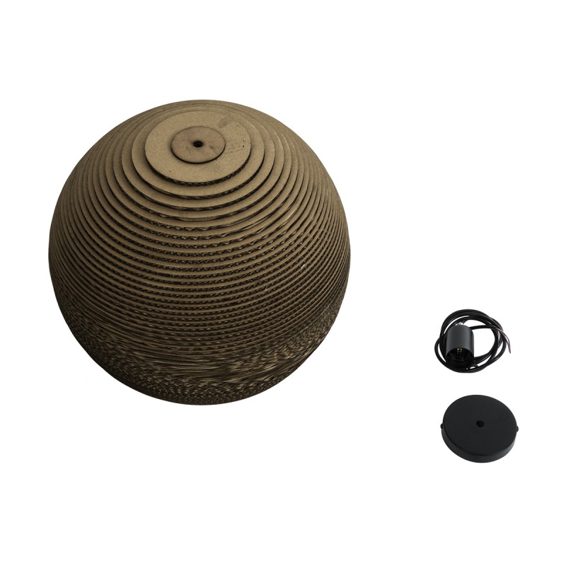 GloboStar® SANTORINI 01289 Boho Κρεμαστό Φωτιστικό Μπάλα Μονόφωτο 1 x E27 IP20 3D Καφέ Χαρτί - Μ40 x Π40 x Y34cm
