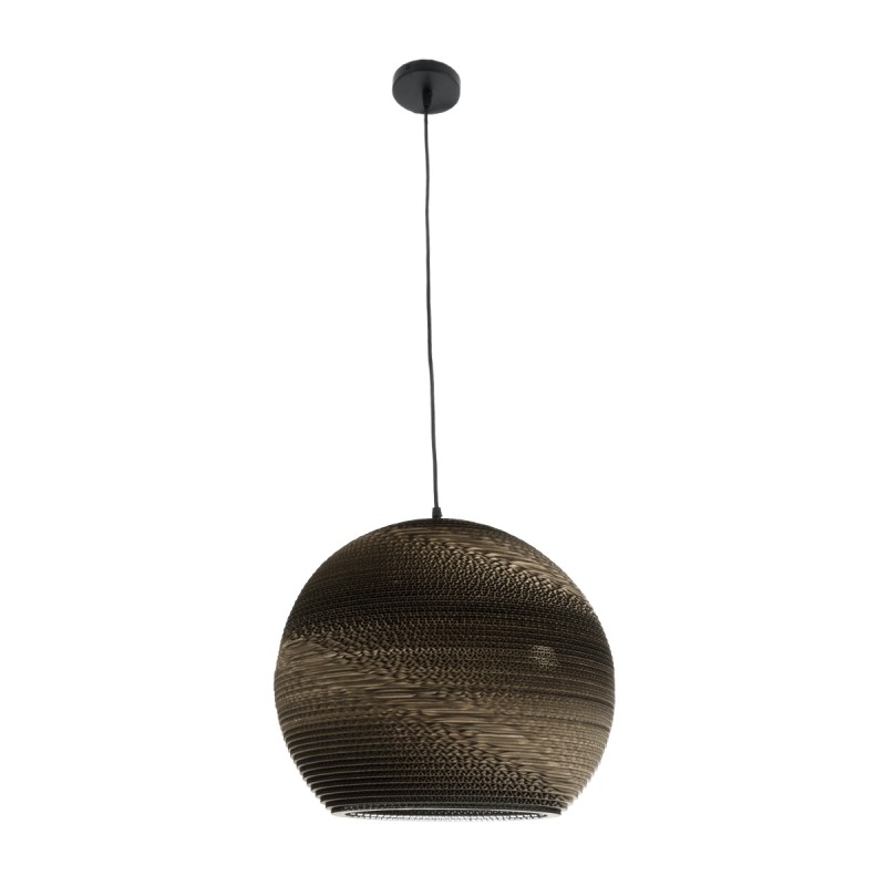 GloboStar® SANTORINI 01289 Boho Κρεμαστό Φωτιστικό Μπάλα Μονόφωτο 1 x E27 IP20 3D Καφέ Χαρτί - Μ40 x Π40 x Y34cm