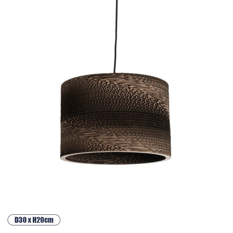 GloboStar® SANTORINI 01290 Boho Κρεμαστό Φωτιστικό Καπέλο Μονόφωτο 1 x E27 IP20 3D Καφέ Χαρτί - Μ30 x Π30 x Y20cm