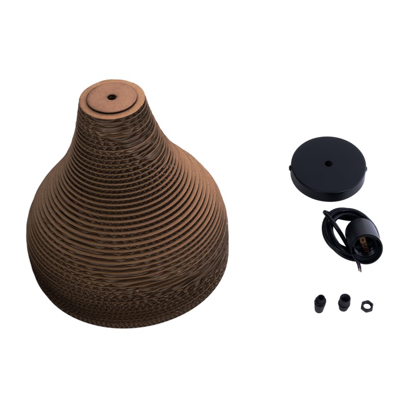 GloboStar® SANTORINI 01292 Boho Κρεμαστό Φωτιστικό Καμπάνα Μονόφωτο 1 x E27 IP20 3D Καφέ Χαρτί - Μ30 x Π30 x Y30cm