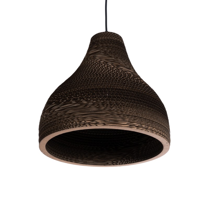 GloboStar® SANTORINI 01292 Boho Κρεμαστό Φωτιστικό Καμπάνα Μονόφωτο 1 x E27 IP20 3D Καφέ Χαρτί - Μ30 x Π30 x Y30cm
