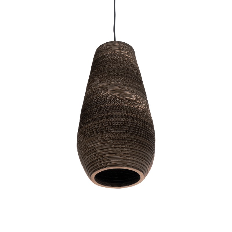 GloboStar® SANTORINI 01294 Boho Κρεμαστό Φωτιστικό Καμπάνα Μονόφωτο 1 x E27 IP20 3D Καφέ Χαρτί - Μ21 x Π21 x Y43cm