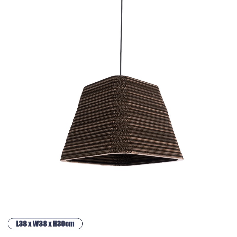 GloboStar® SANTORINI 01295 Boho Κρεμαστό Φωτιστικό Καμπάνα Μονόφωτο 1 x E27 IP20 3D Καφέ Χαρτί - Μ38 x Π38 x Υ30cm