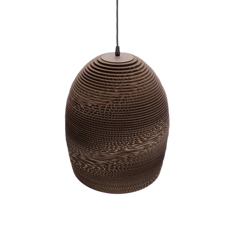 GloboStar® SANTORINI 01296 Boho Κρεμαστό Φωτιστικό Καμπάνα Μονόφωτο 1 x E27 IP20 3D Καφέ Χαρτί - Μ35 x Π35 x Υ40cm