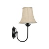 GloboStar® SHELLY 01299 Vintage Επιτοίχιο Φωτιστικό Απλίκα Μονόφωτο 1 x E27 IP20 Μαύρο Μέταλλο με Μπεζ Ύφασμα - Μ13 x Π18 x Υ34cm