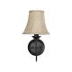 GloboStar® SHELLY 01299 Vintage Επιτοίχιο Φωτιστικό Απλίκα Μονόφωτο 1 x E27 IP20 Μαύρο Μέταλλο με Μπεζ Ύφασμα - Μ13 x Π18 x Υ34cm