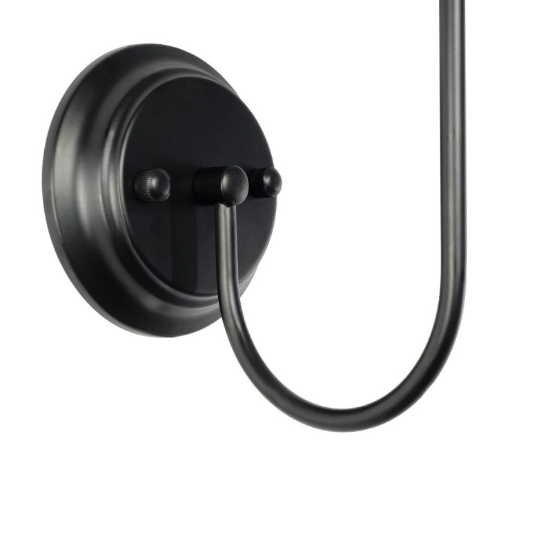 GloboStar® SHELLY 01299 Vintage Επιτοίχιο Φωτιστικό Απλίκα Μονόφωτο 1 x E27 IP20 Μαύρο Μέταλλο με Μπεζ Ύφασμα - Μ13 x Π18 x Υ34cm