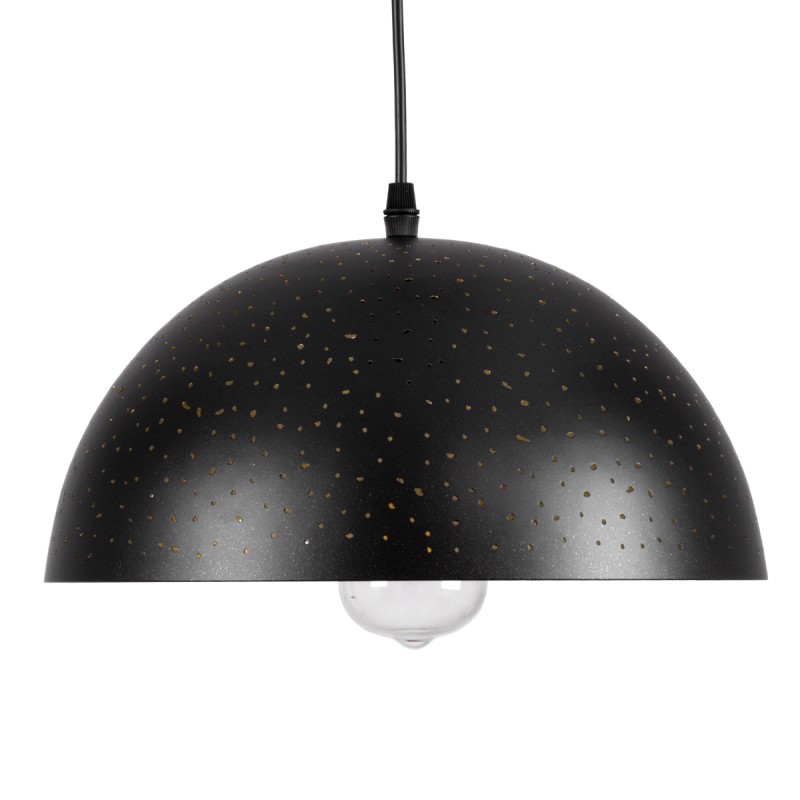 GloboStar® SOLANA 01301 Μοντέρνο Κρεμαστό Φωτιστικό Καμπάνα Μονόφωτο 1 x E27 IP20 Μαύρο & Χρυσό Μέταλλο - Μ30 x Π30 x Υ15cm