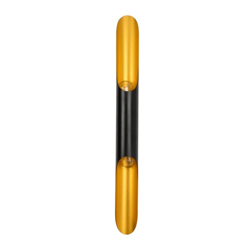 GloboStar® CHARME 01302 Μοντέρνο Επιτοίχιο Φωτιστικό Απλίκα Up / Down Δίφωτο 2 x E27 IP20 Μαύρο με Χρυσό Μέταλλο - Μ5.5 x Π8 x Υ60cm
