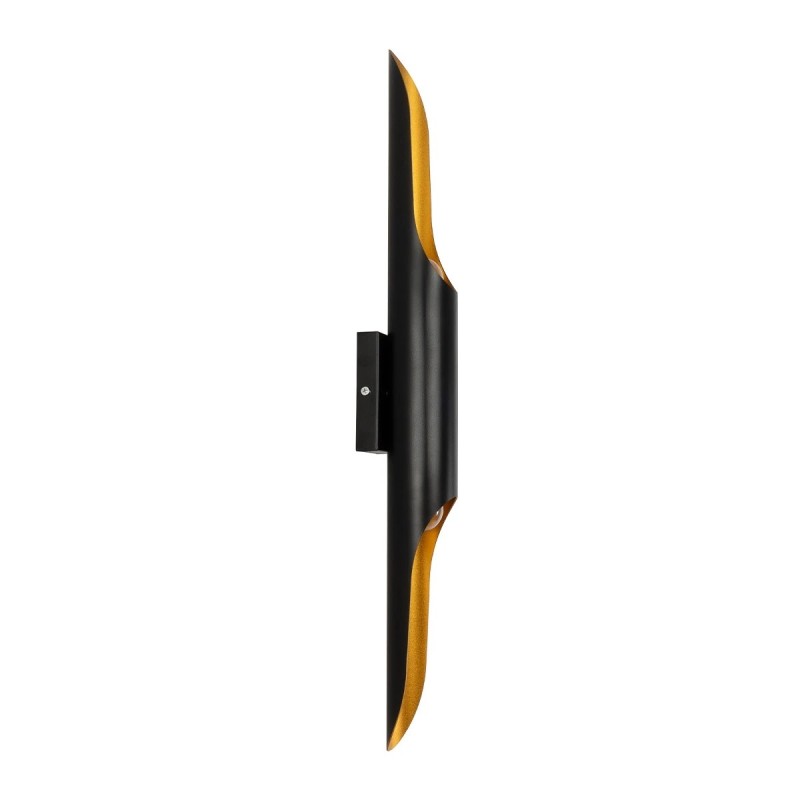 GloboStar® CHARME 01302 Μοντέρνο Επιτοίχιο Φωτιστικό Απλίκα Up / Down Δίφωτο 2 x E27 IP20 Μαύρο με Χρυσό Μέταλλο - Μ5.5 x Π8 x Υ60cm