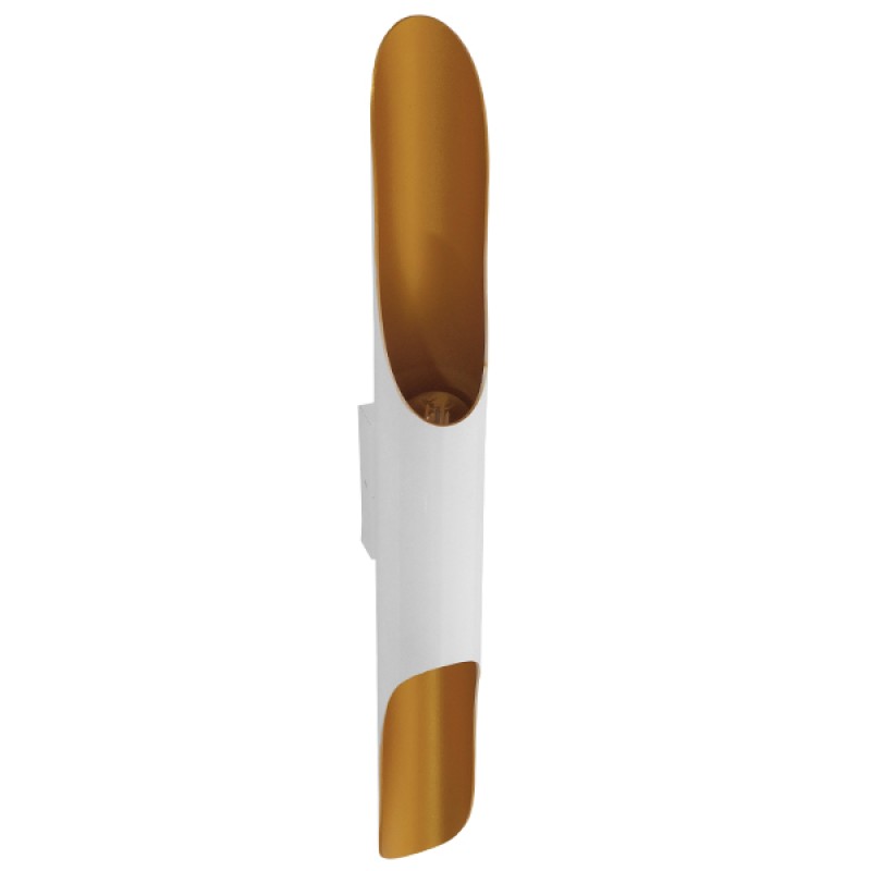 GloboStar® CHARME 01303 Μοντέρνο Επιτοίχιο Φωτιστικό Απλίκα Up / Down Δίφωτο 2 x E27 IP20 Λευκό με Χρυσό Μέταλλο - Μ5.5 x Π8 x Υ60cm