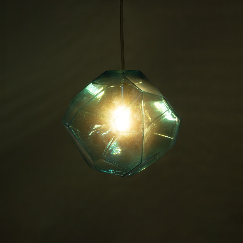 GloboStar® RINA 01306 Μοντέρνο Κρεμαστό Φωτιστικό Μπάλα Μονόφωτο 1 x G9 IP20 Γαλάζιο Γυαλί - Μ20 x Π20 x Υ20cm