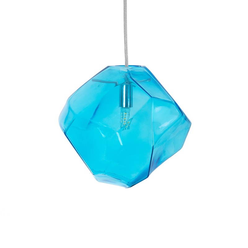 GloboStar® RINA 01306 Μοντέρνο Κρεμαστό Φωτιστικό Μπάλα Μονόφωτο 1 x G9 IP20 Γαλάζιο Γυαλί - Μ20 x Π20 x Υ20cm