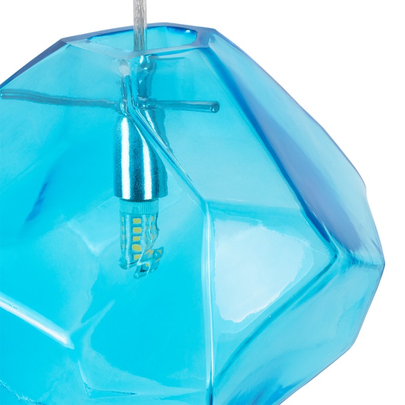 GloboStar® RINA 01306 Μοντέρνο Κρεμαστό Φωτιστικό Μπάλα Μονόφωτο 1 x G9 IP20 Γαλάζιο Γυαλί - Μ20 x Π20 x Υ20cm
