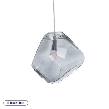 GLOBOSTAR® RINA 01307 Μοντέρνο Κρεμαστό Φωτιστικό Οροφής με Ντουί 1 x G9 AC 220-240V IP20 - Γκρι - Μ16 x Π16 x Υ17cm