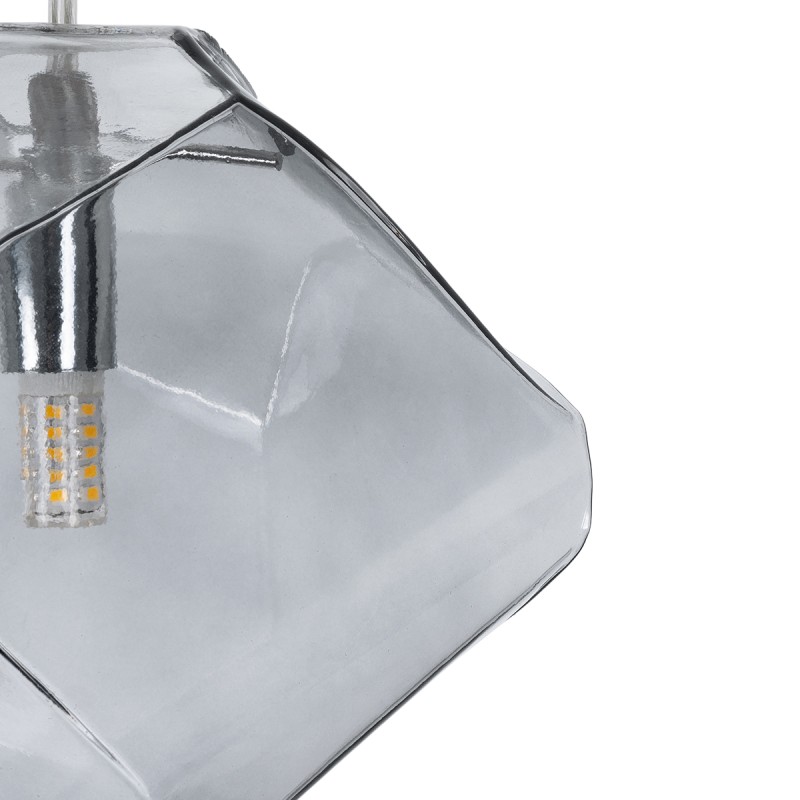 GloboStar® RINA 01307 Μοντέρνο Κρεμαστό Φωτιστικό Μπάλα Μονόφωτο 1 x G9 IP20 Γκρι Γυαλί - Μ16 x Π16 x Υ17cm