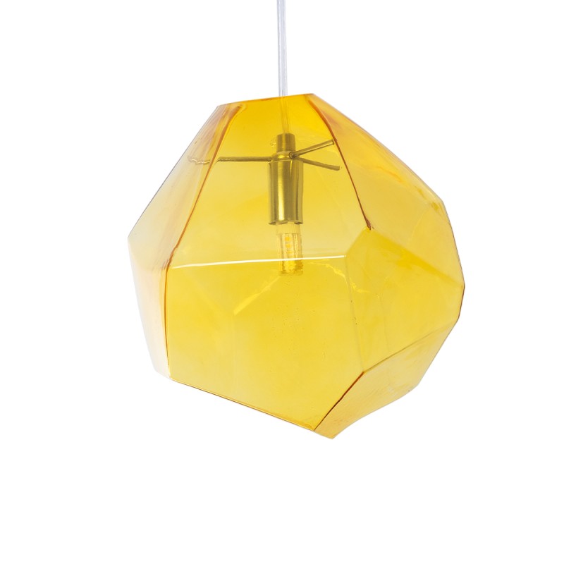 GloboStar® RINA 01308 Μοντέρνο Κρεμαστό Φωτιστικό Μπάλα Μονόφωτο 1 x G9 Κίτρινο Γυαλί - Μ20 x Π20 x Υ20cm