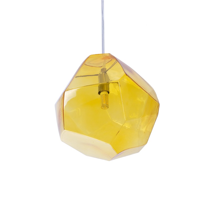 GloboStar® RINA 01308 Μοντέρνο Κρεμαστό Φωτιστικό Μπάλα Μονόφωτο 1 x G9 Κίτρινο Γυαλί - Μ20 x Π20 x Υ20cm