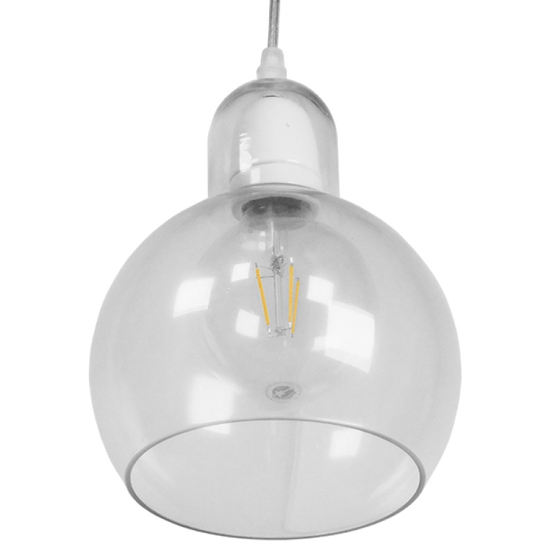 GloboStar® LUCREZIA 01314 Μοντέρνο Κρεμαστό Φωτιστικό Ανάρτηση Μονόφωτο 1 x E27 IP20 Διάφανο Γυαλί - Μ18 x Π18 x Υ23cm