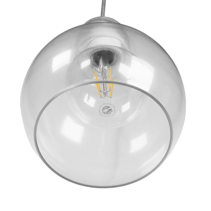 GloboStar® LUCREZIA 01314 Μοντέρνο Κρεμαστό Φωτιστικό Ανάρτηση Μονόφωτο 1 x E27 IP20 Διάφανο Γυαλί - Μ18 x Π18 x Υ23cm