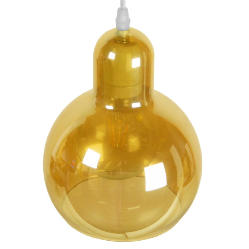 GloboStar® LUCREZIA 01315 Μοντέρνο Κρεμαστό Φωτιστικό Ανάρτηση Μονόφωτο 1 x E27 IP20 Μελί Γυαλί - Μ18 x Π18 x Υ23cm