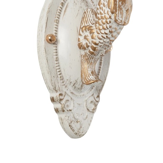 GloboStar® MERMAID 01317 Vintage Επιτοίχιο Φωτιστικό Απλίκα Μονόφωτο 1 x E27 IP20 Λευκό Γυαλί με Λευκό & Χρυσό Μέταλλο - Μ12.5 x Π28 x Υ27cm
